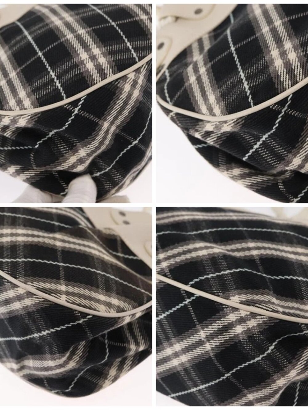 BURBERRY Nova Check Blue Label Hand Bag Canvas Black Auth 163921 - Picture 16 of 16